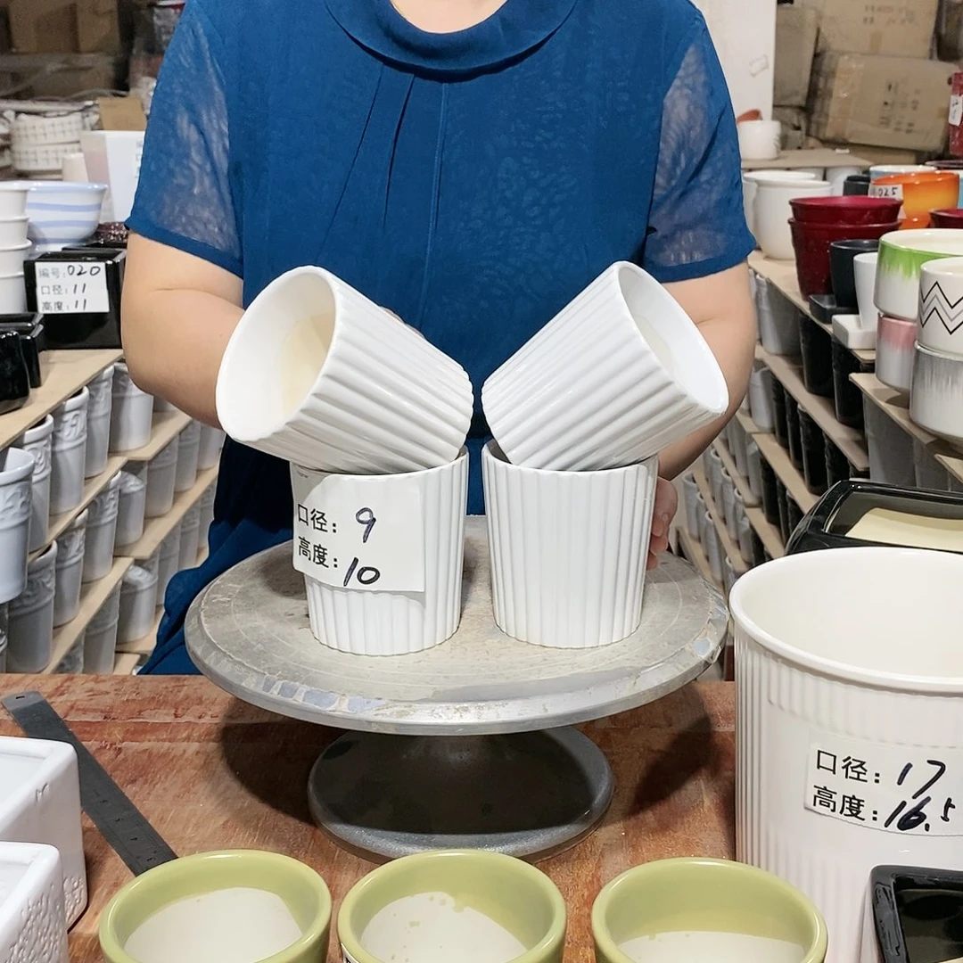 【闪购商品】微瑕花盆-竖纹四个