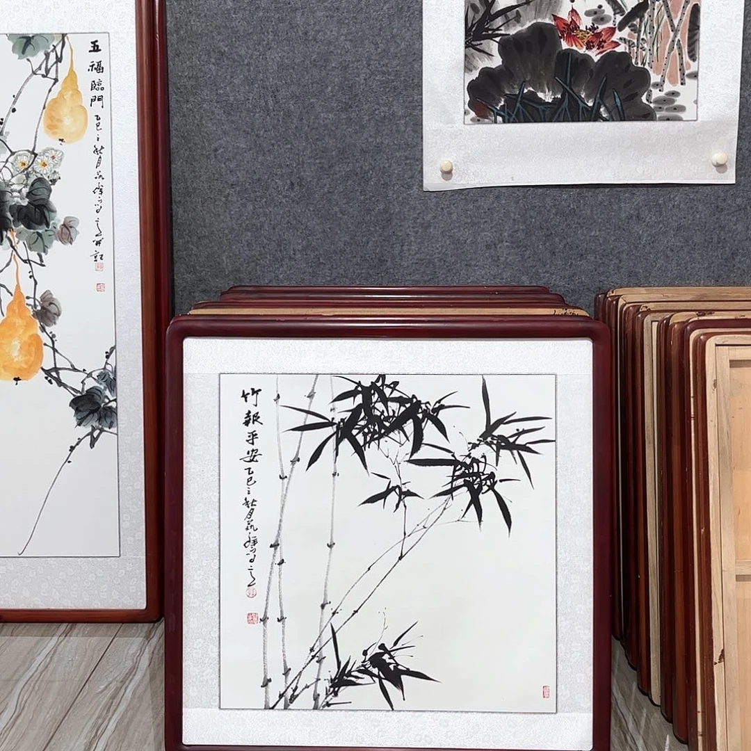 国画书画作品带框63×63