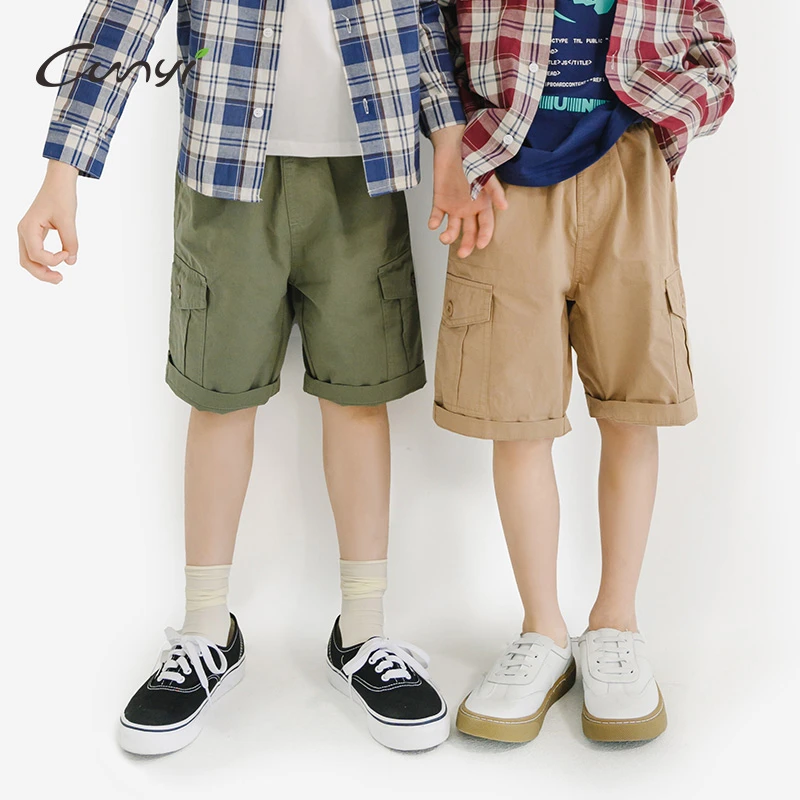 纯一良品童装儿童纯棉梭织五分裤2025夏季中大童宽松柔软工装短裤