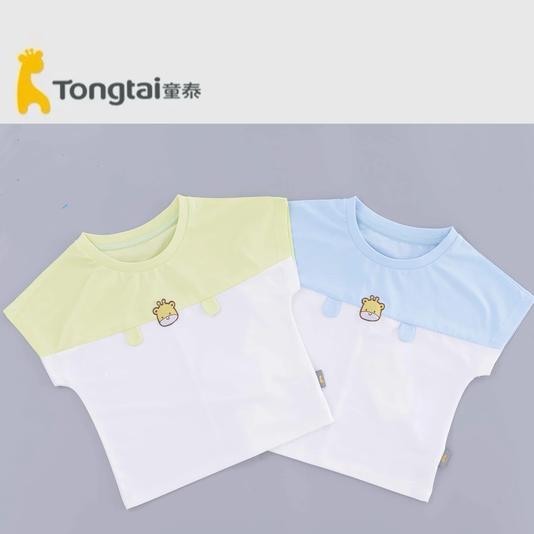 Tongtai/童泰夏季宽松莫代尔棉印花透气半袖轻薄小鹿尾巴上衣短袖