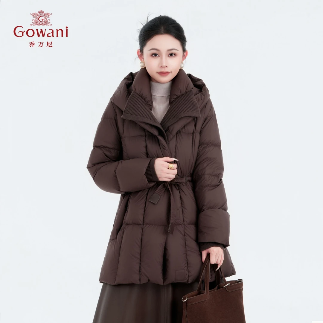 Gowani/乔万尼2025新款女款冬季保暖中长款收腰泡芙EZ4T195