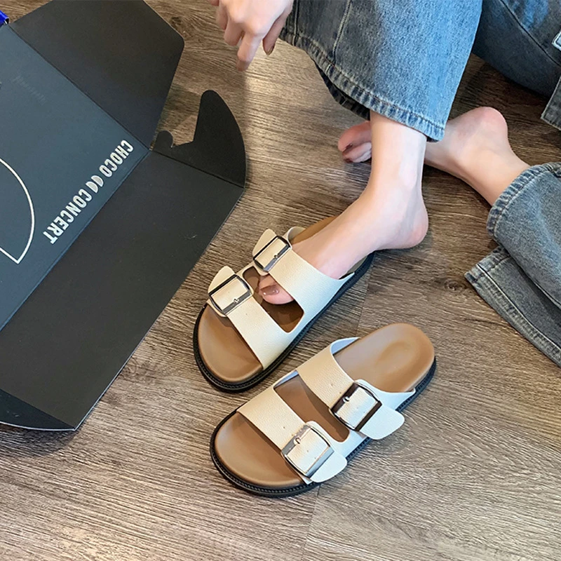 葡萄妈德州假日~复古休闲厚底双扣带勃肯拖鞋女夏季凉拖鞋外穿