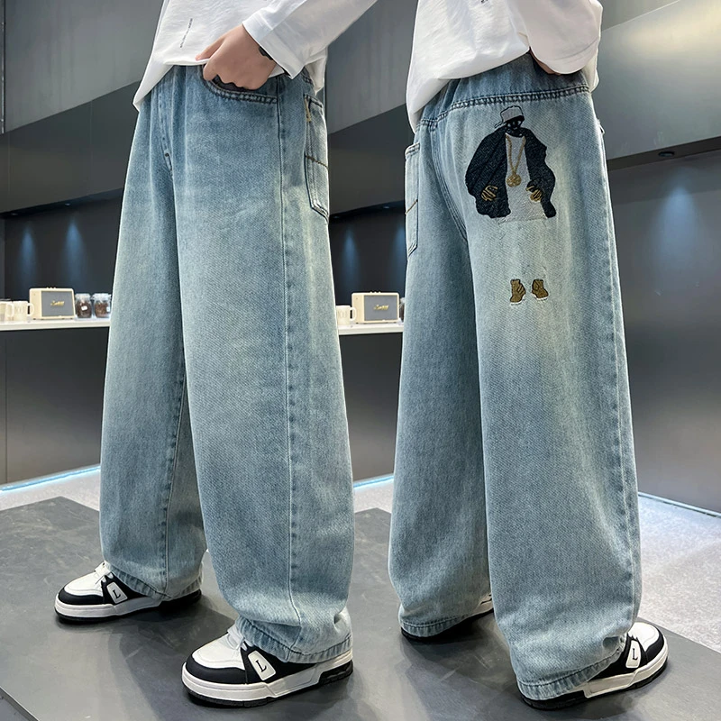 男童牛仔裤宽松春秋2025中大童长裤宽松休闲裤百搭儿童裤子春季潮