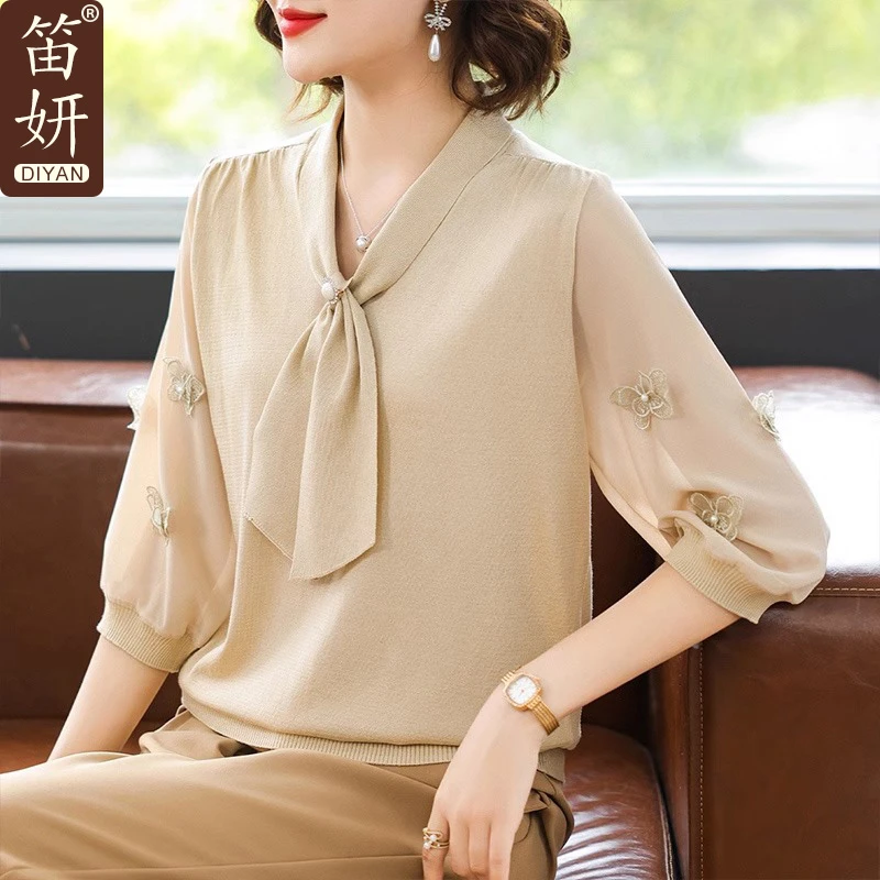 妈妈春秋气质T恤小衫中年女装春装中老年夏装洋气薄款母亲节衣服