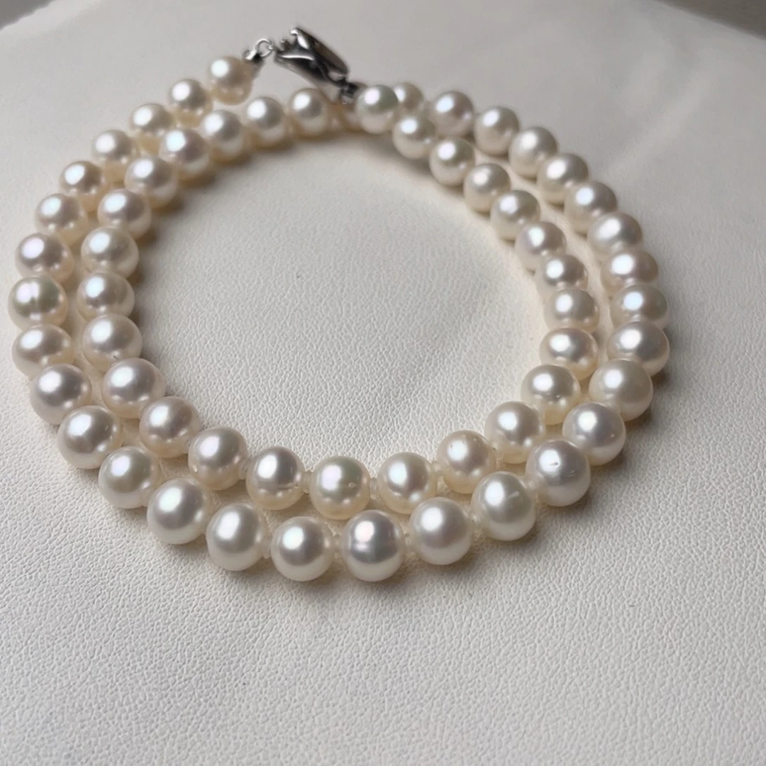 淡水珍珠颈饰银S925镶嵌6.5-7mm