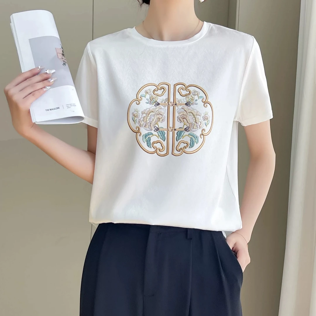 52729休闲风标准短袖宽松型标准型T恤潮流圆领白色韩版