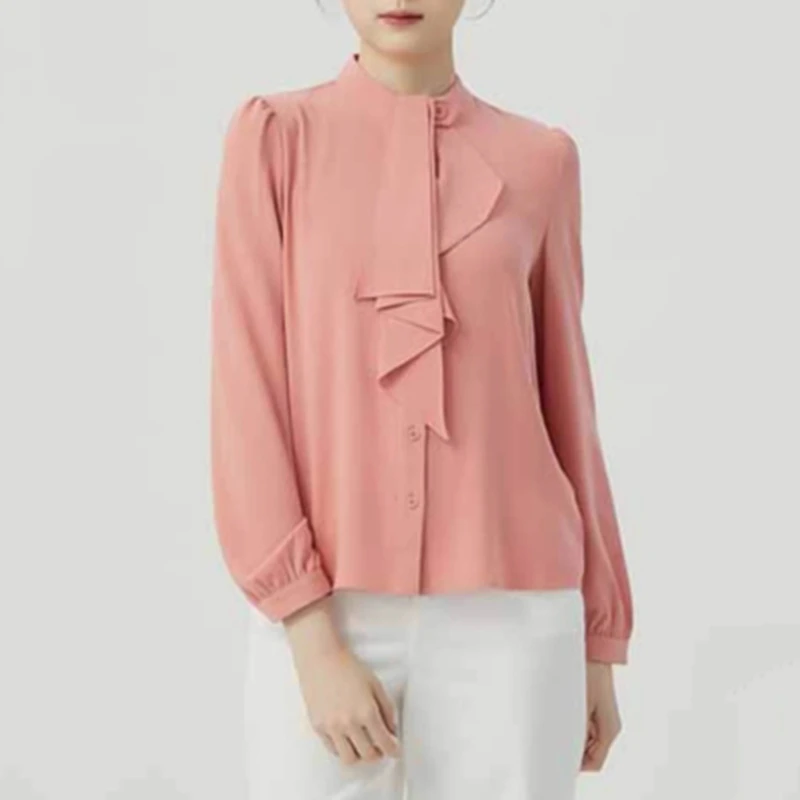 {专柜}商场同款2025夏新款气质雪纺休闲长袖飘带衬衣1300744