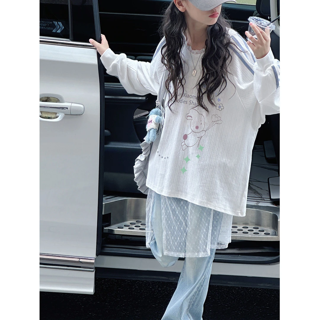 K29415孙小美涂鸦女童卫衣秋装2025新款儿童上衣春秋大童球衣