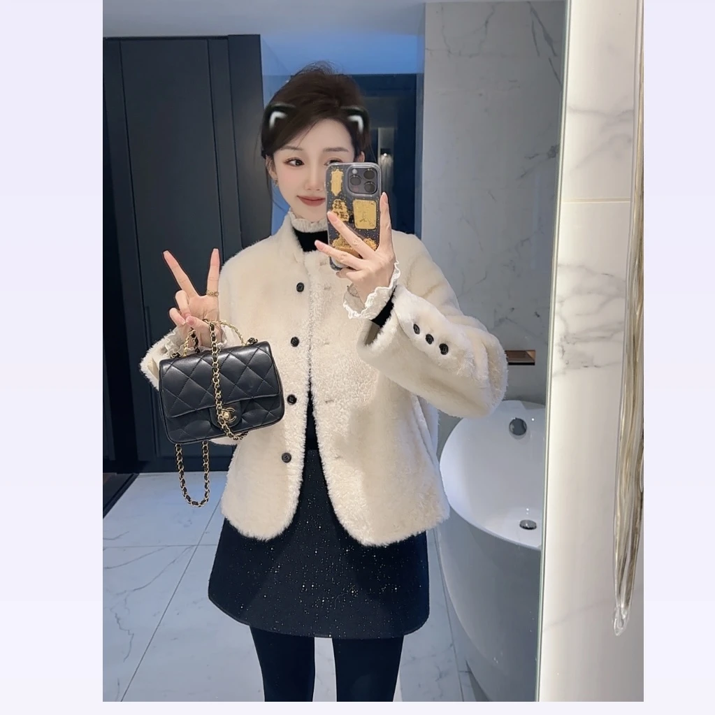 【大静静】可盐可甜~奶白色洋气百搭皮毛一体外套1769