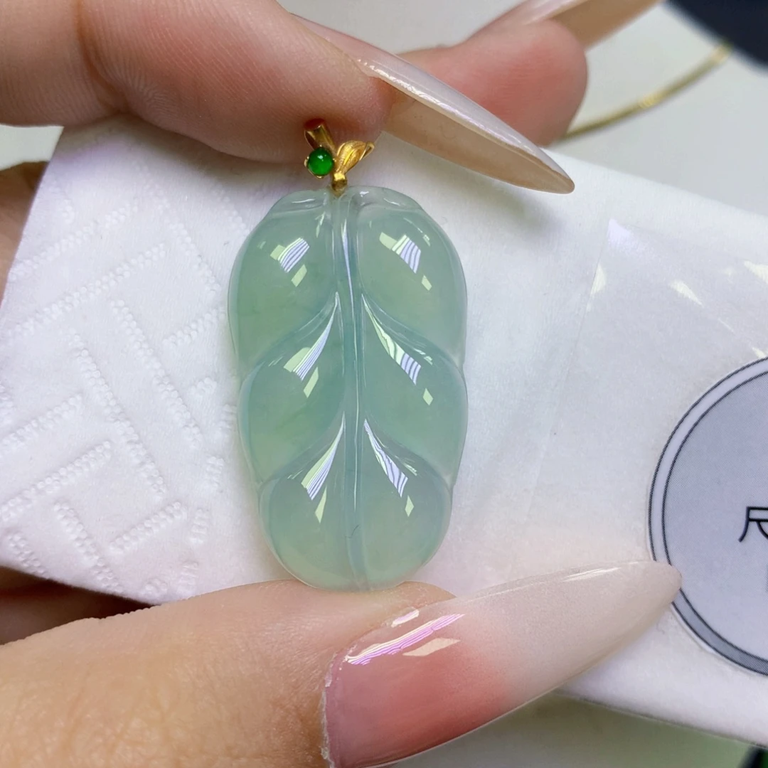 翡翠18K金镶嵌颈饰天然缅甸翡翠a货百元以上9元证书费自理