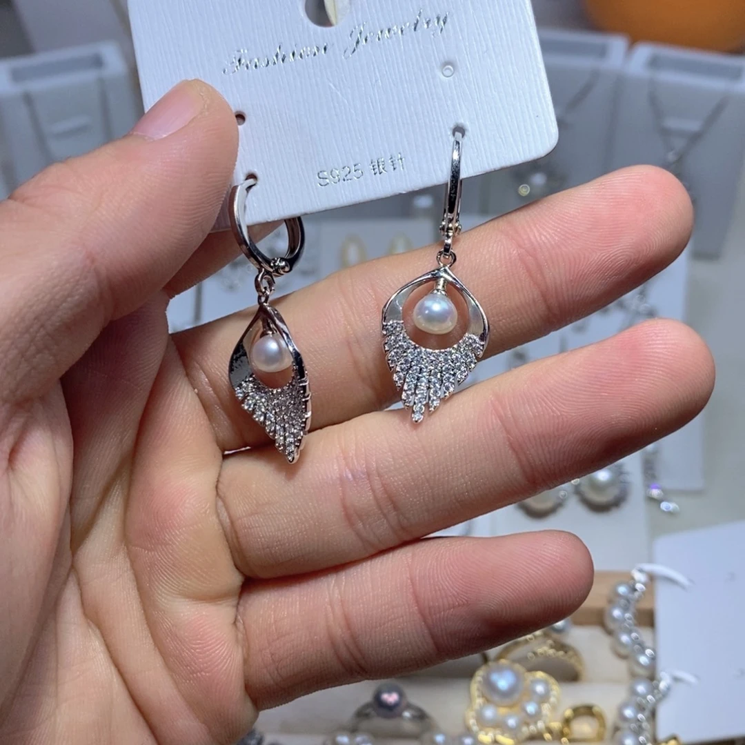 耳饰淡水珍珠银S925镶嵌