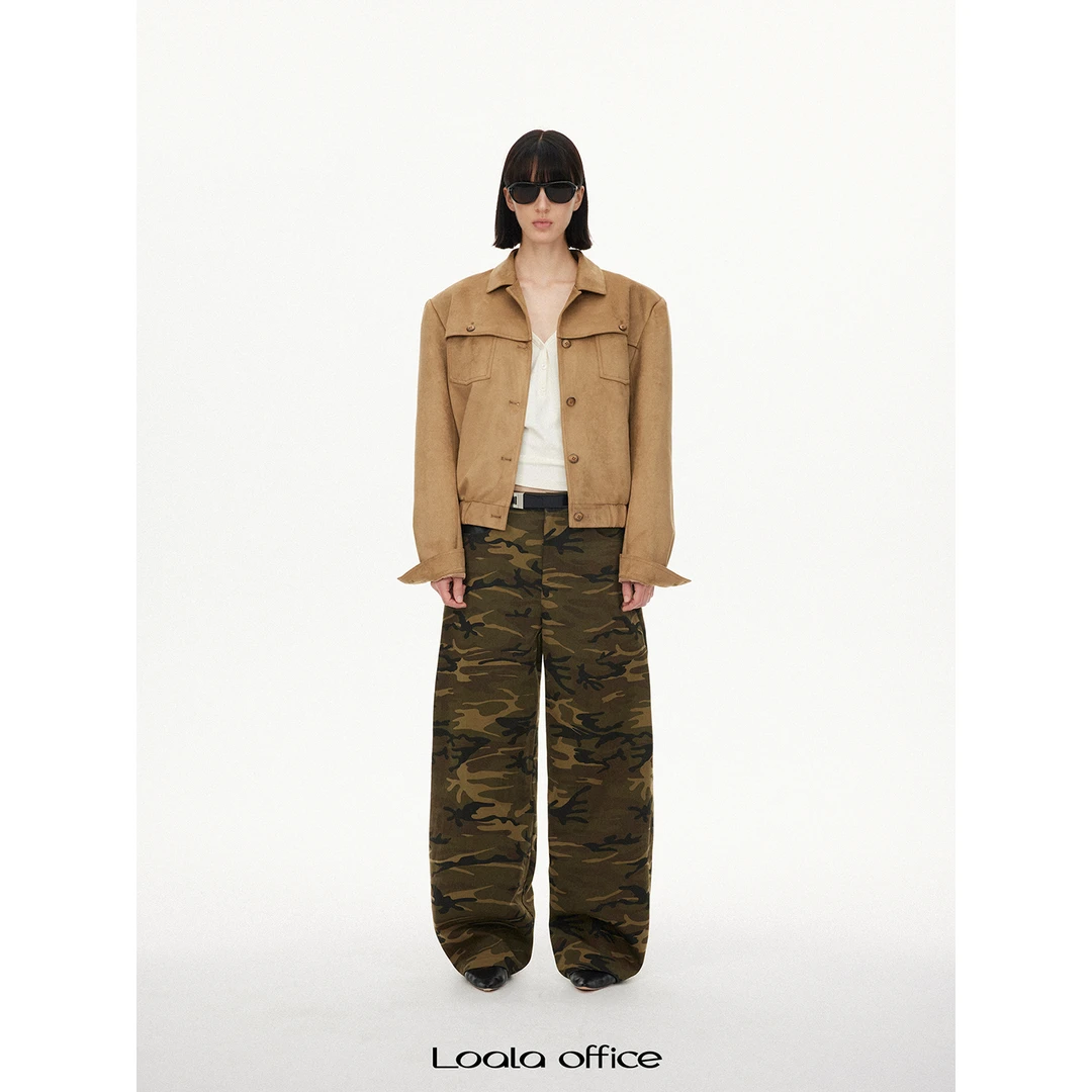 LOALA OFFICE【09.28新品】复古美式迷彩工装直筒裤