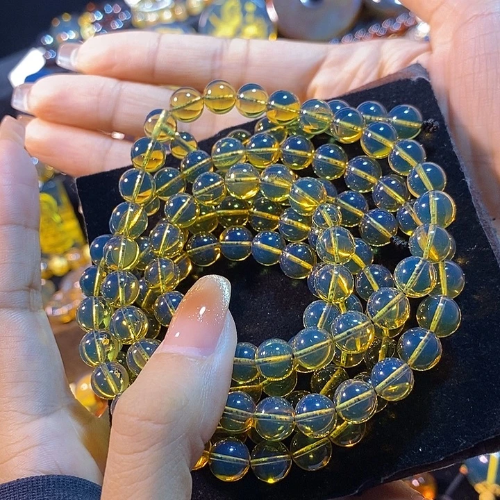 蓝珀未镶嵌珠宝奇石墨西哥蓝珀佛珠8