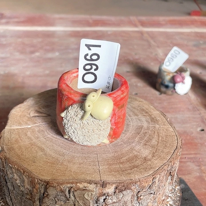 紫砂花盆小白孤品 立体小羊盆 内口3.8