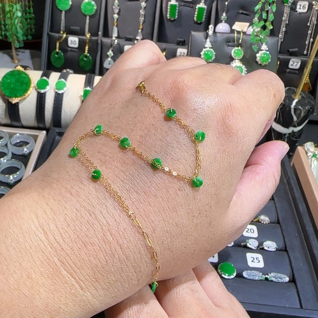 翡翠18K金镶嵌颈饰手链