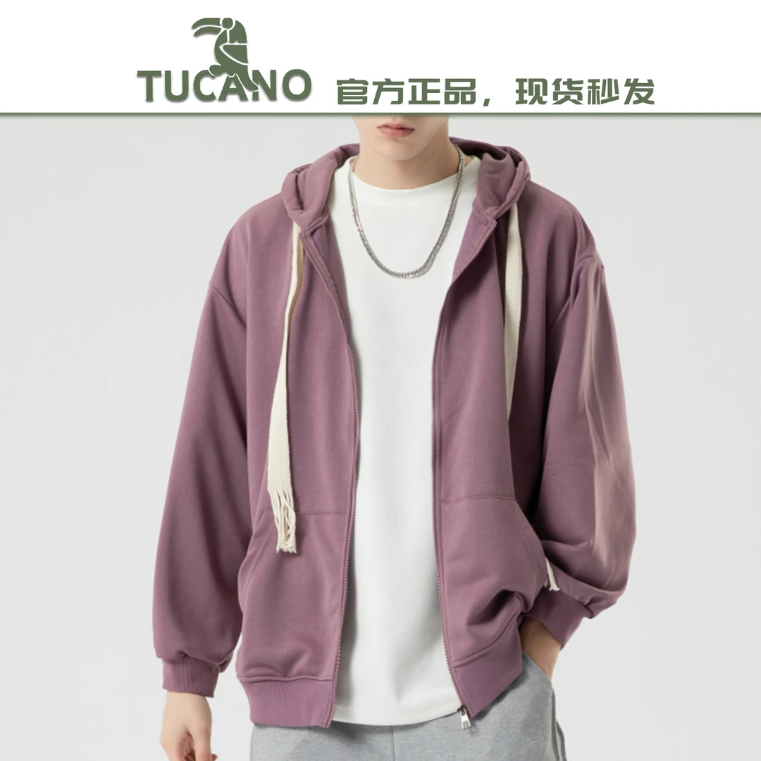 啄木鸟【官方】开衫卫衣男春秋款2025新款潮牌连帽宽松休闲夹克外套