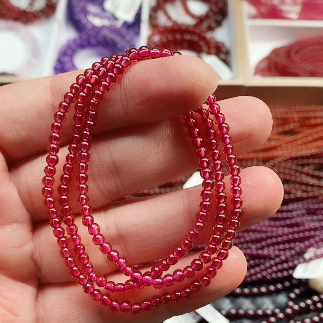 石榴石（芬达石）手链未镶嵌3.3mm香槟粉