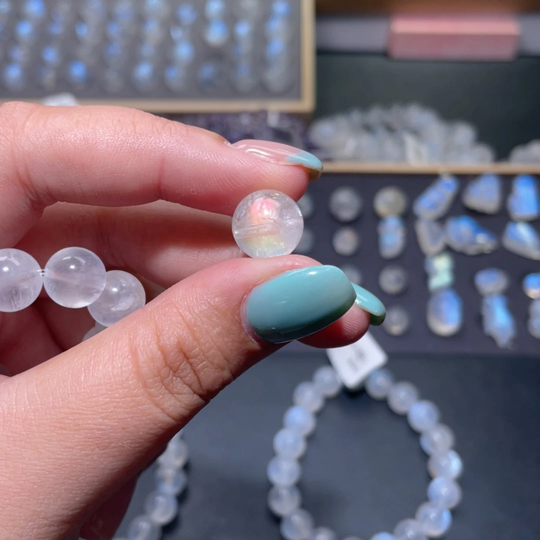 喵***耶长石未镶嵌裸石马岛幻彩月光石单珠11.5mm
