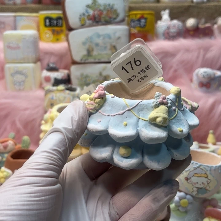 176圣诞树花盆手绘