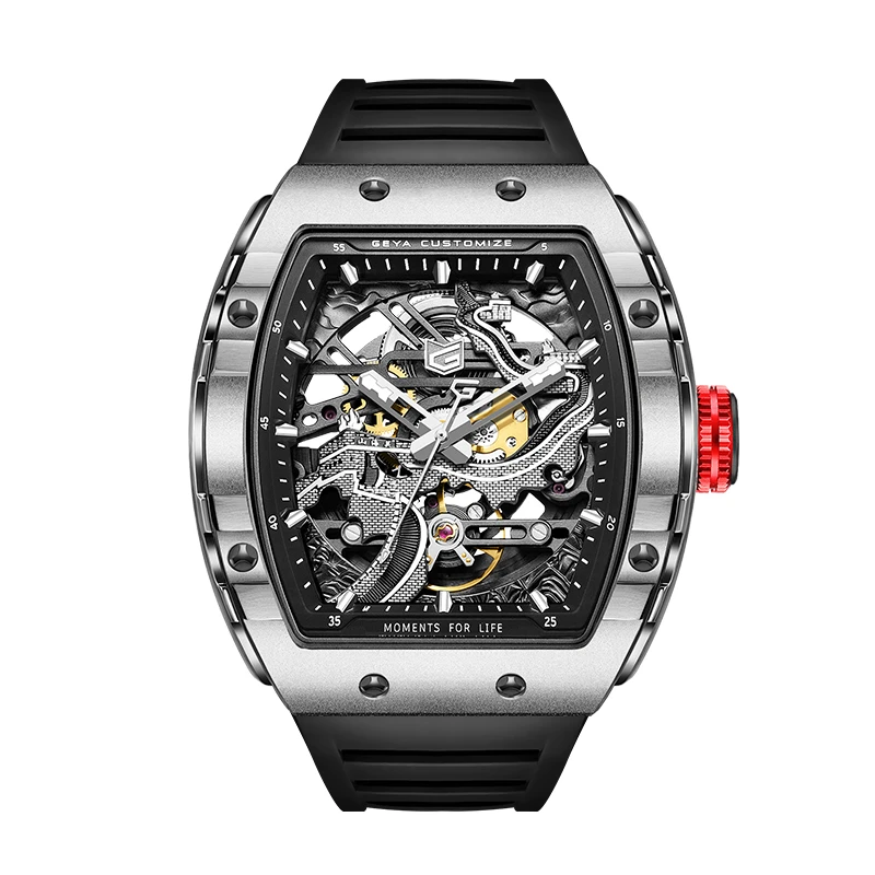 GEYA/格雅长城防水夜光酒桶形防水全自动机械男士手表金秋礼78135