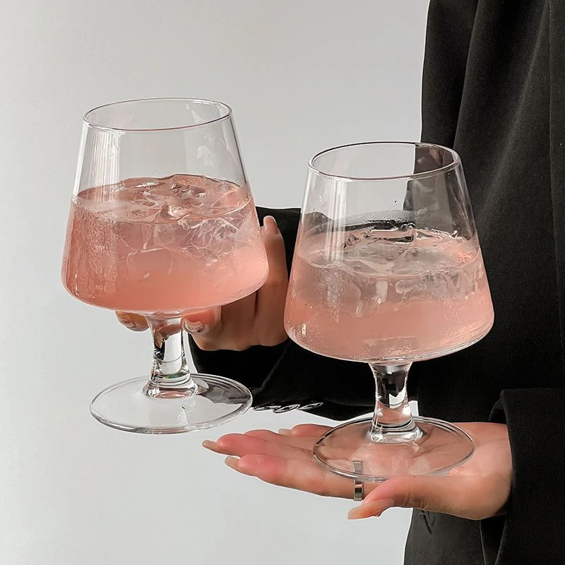 苏打水气泡杯ins网红餐厅玻璃酒杯矮脚白兰地杯冰咖啡杯饮料杯yj
