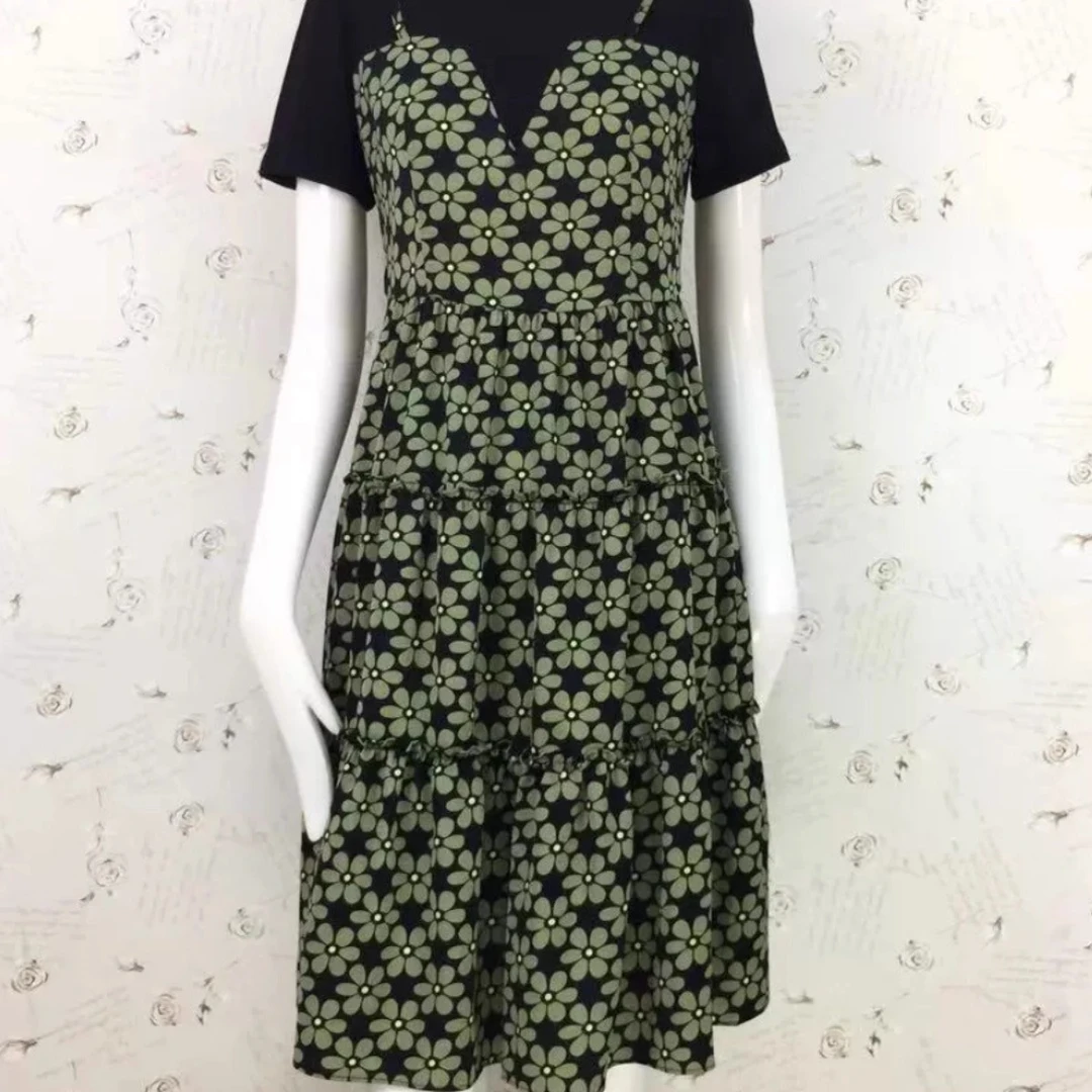 ZL902夏季时尚休闲碎花宽松通勤风气质连衣裙