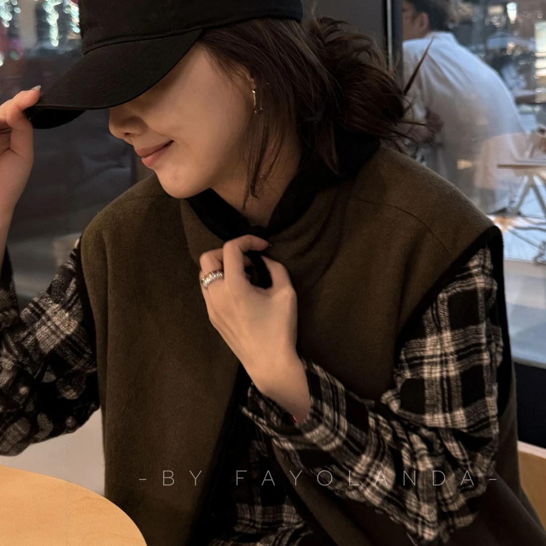 FAY  | 羊毛羊绒三醋酸双面穿立领马甲（6H2088）