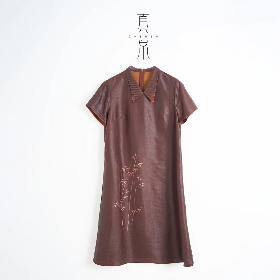 真帛 100桑蚕丝 新中式国风 气质 高级感 香云纱 短袖连衣裙 1941