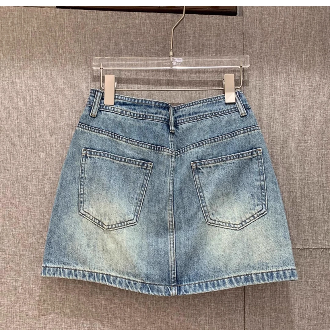 欧洲站女装欧货潮牛仔短裙女春夏2025新款蕾丝边高腰包臀裙半裙