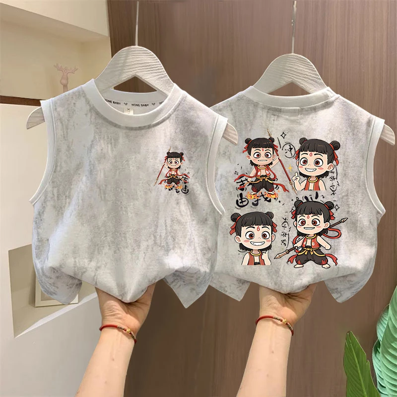 男童哪吒背心夏季无袖T恤百搭潮流2025儿童夏款坎肩扎染爆款上衣