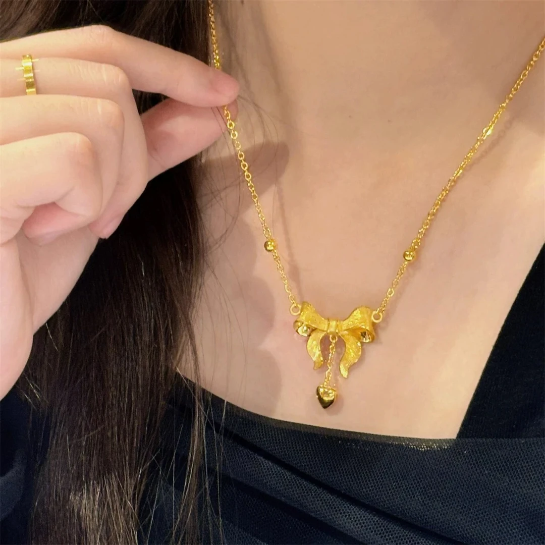 铜合金项链 轻奢在逃公主蝴蝶结项链女时尚锁骨链百搭X2080