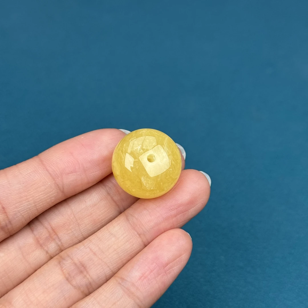 M4250天然原矿蜜蜡 妖花墩子 19*13MM 抖音基地质检发货