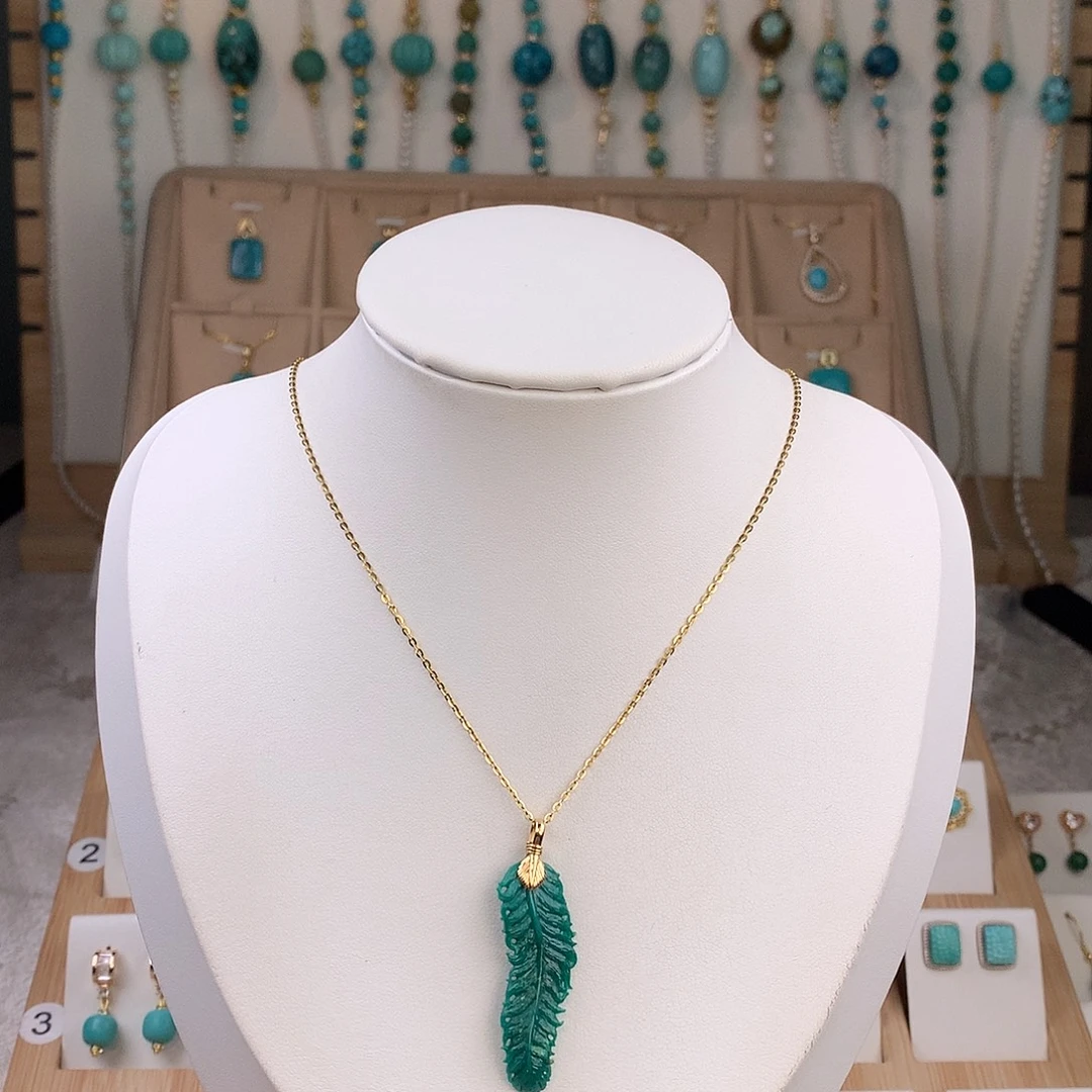 绿松石18K金镶嵌吊坠(不含链)