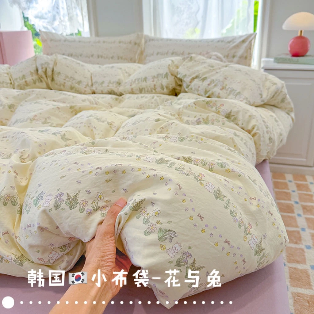 【福运鸟】2.0小布袋古法水洗斜纹五件套被套床单枕套