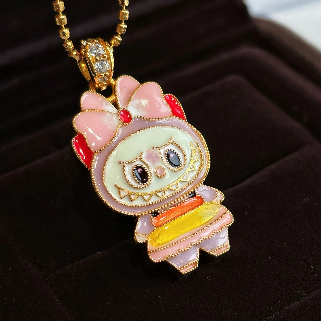 坠链均925银合成锆石 【福利】V家labubu拉布布吊坠项链百搭mokoko