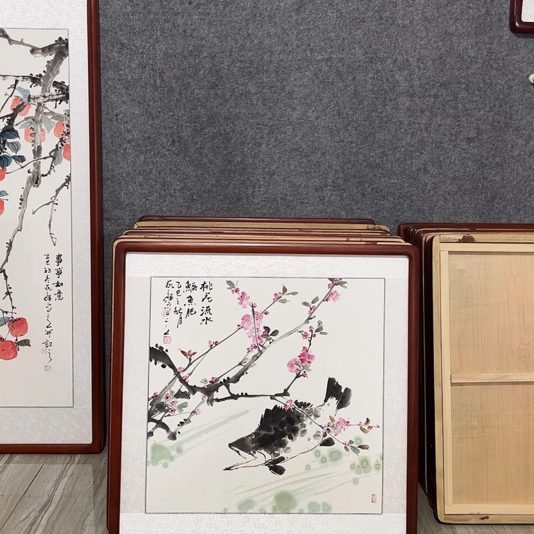 国画书画作品带框63×63