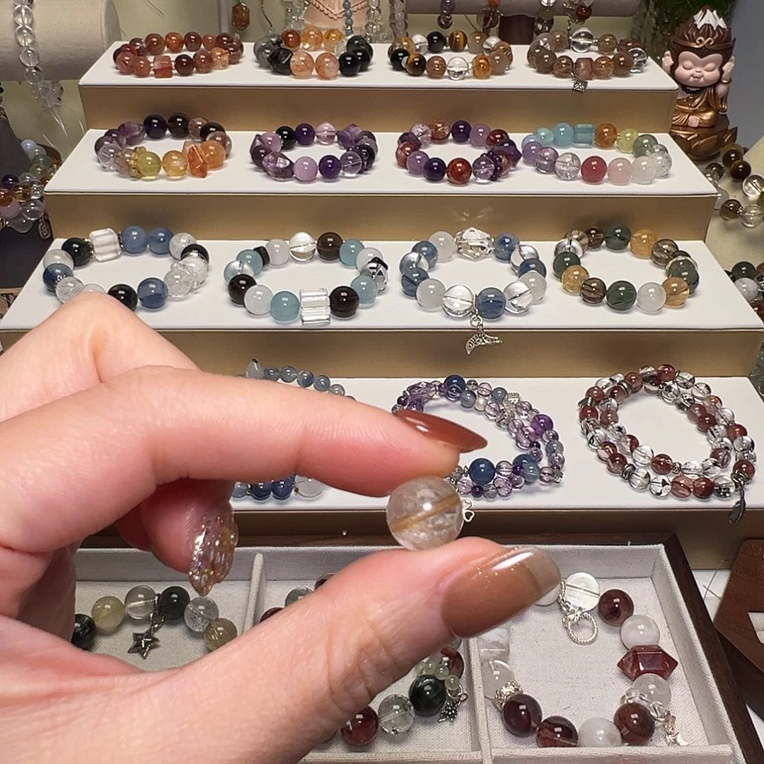 烟晶手链未镶嵌单珠