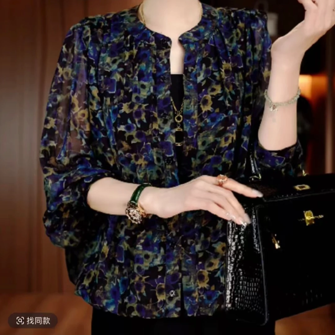 3176新款洋气宽松显瘦气质印花开衫