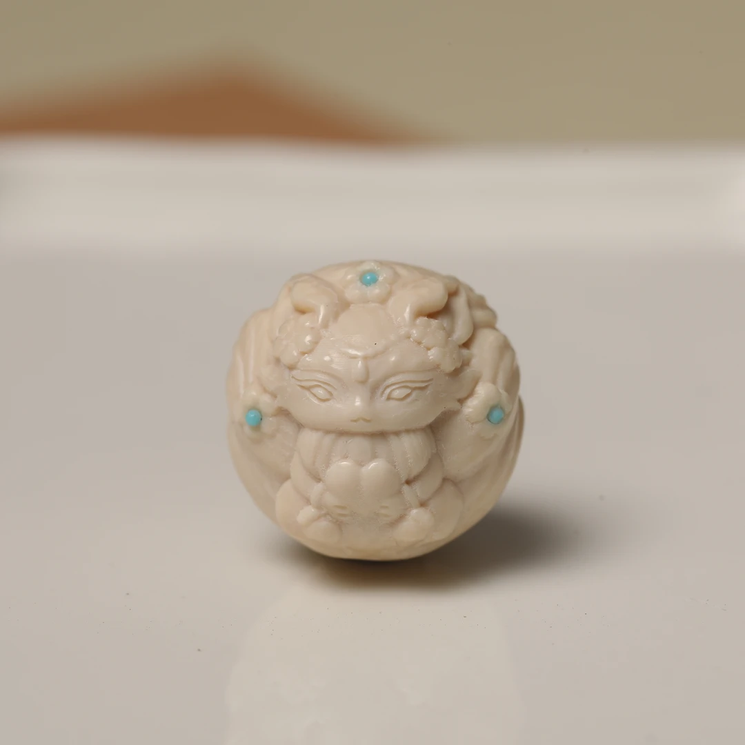 A283天然猛犸牙 九尾狐配珠 约14+mm随机一个支持鉴定假一罚四