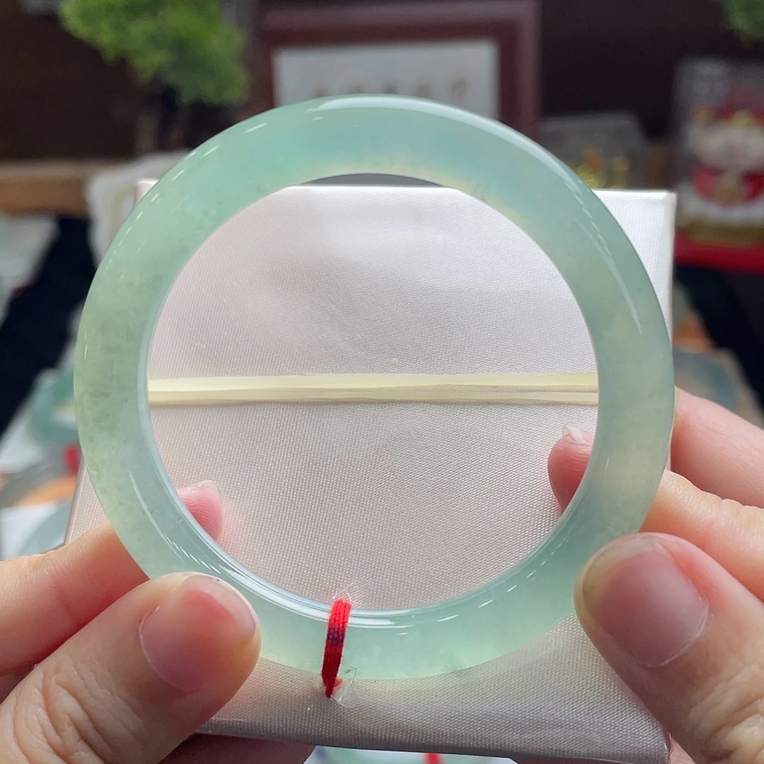 翡翠手镯未镶嵌50.8超冰 荧光绿 强推