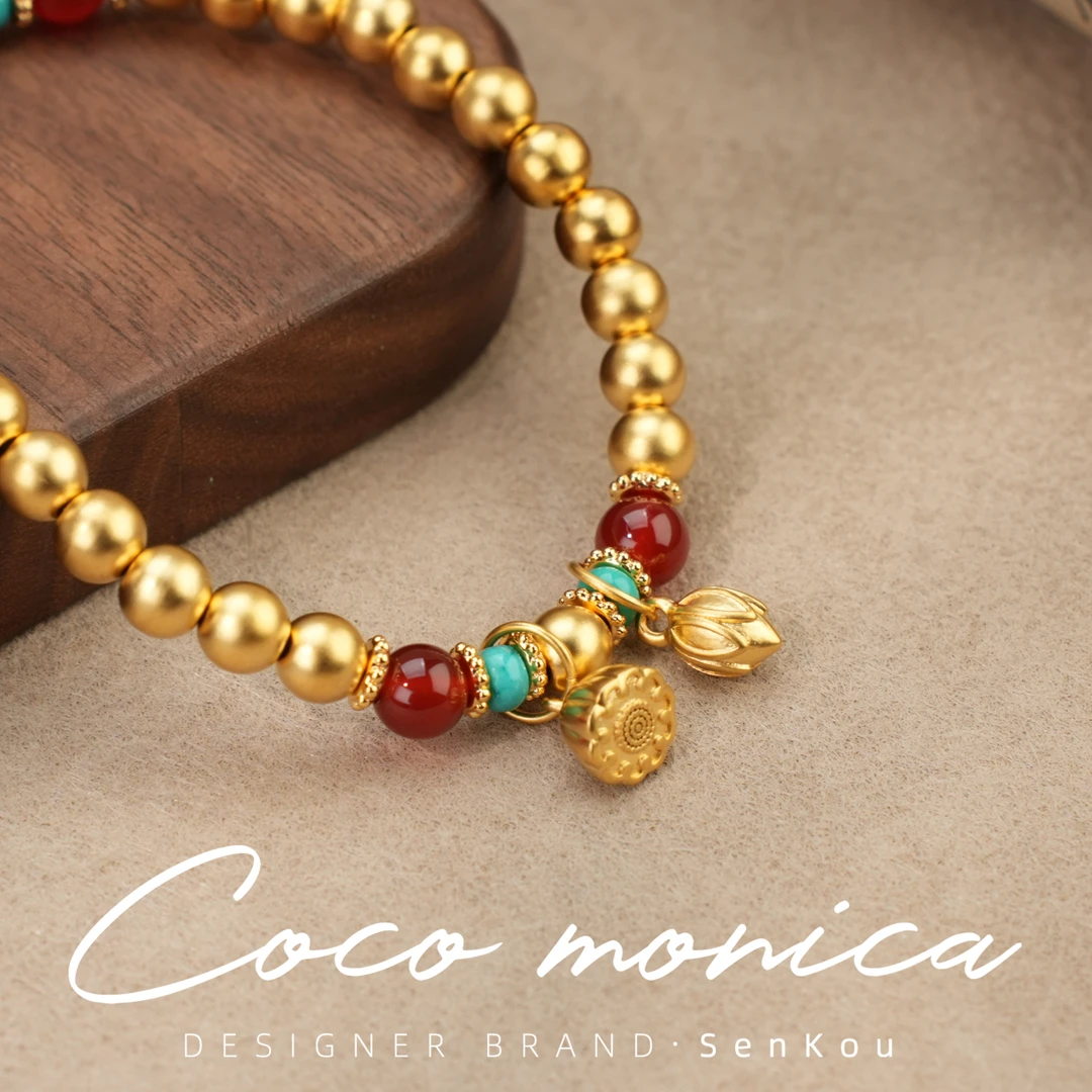 合金手链 【小霞珠宝】莲花手工气质百搭女士 手链AD51