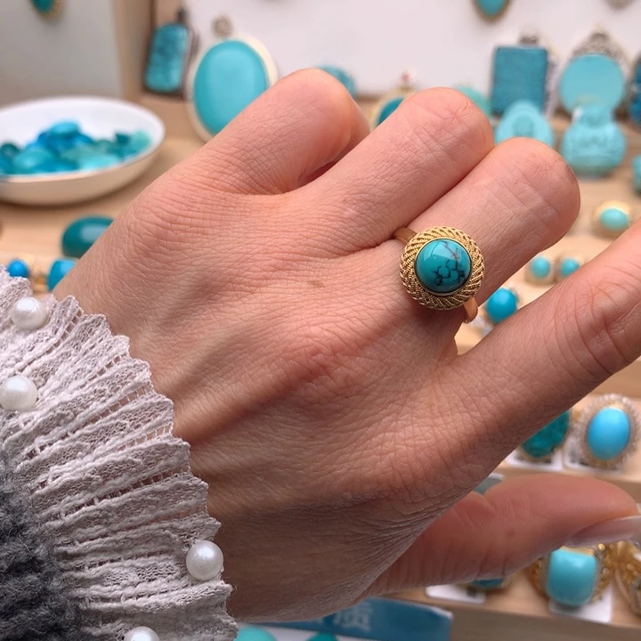 绿松石18K金镶嵌珠宝奇石