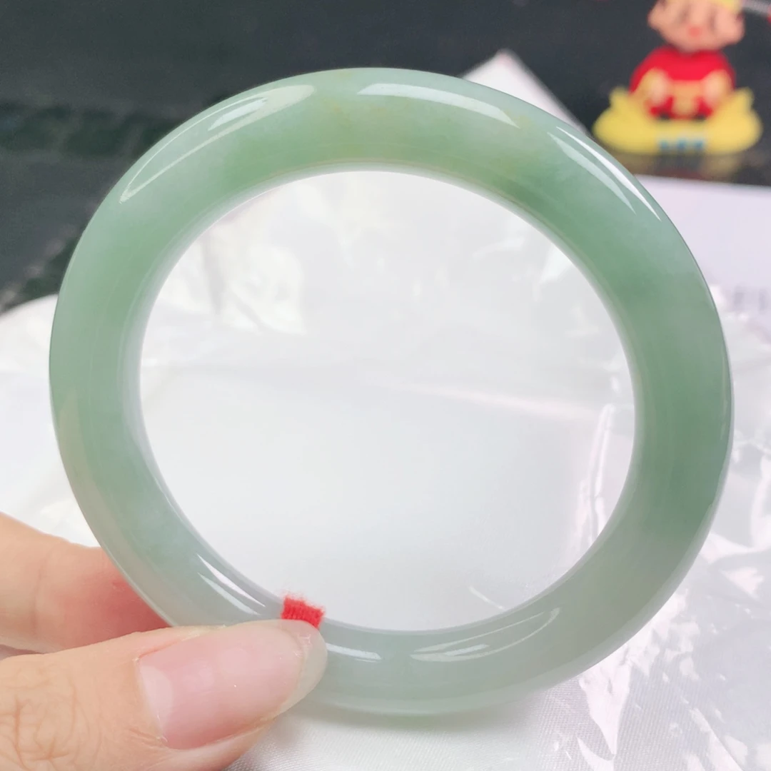 翡翠未镶嵌手镯翡翠54.4甜绿飘黄翡美人条