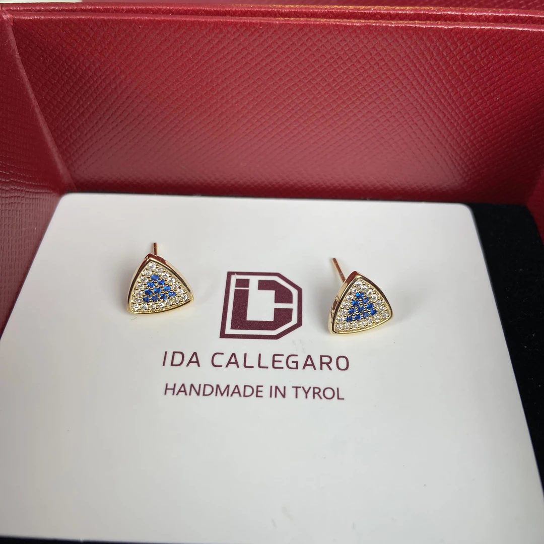 铜合金耳饰 《货号9110》蓝色三角形耳钉