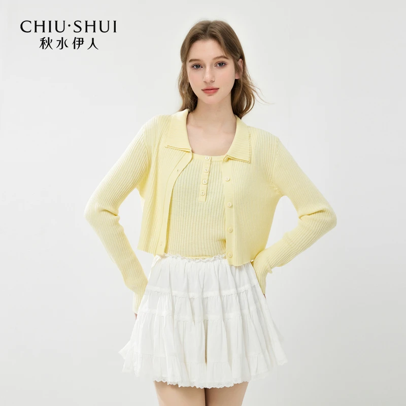 秋水伊人优雅风翻领H型套装2025春季新款简约两件套625101C010470