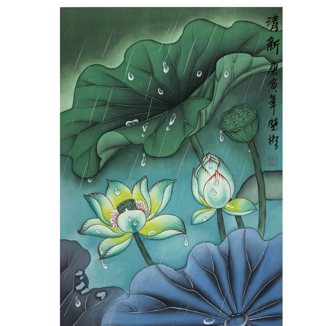戴总专属——王晓彬老师2.7尺荷花作品（丝绢）