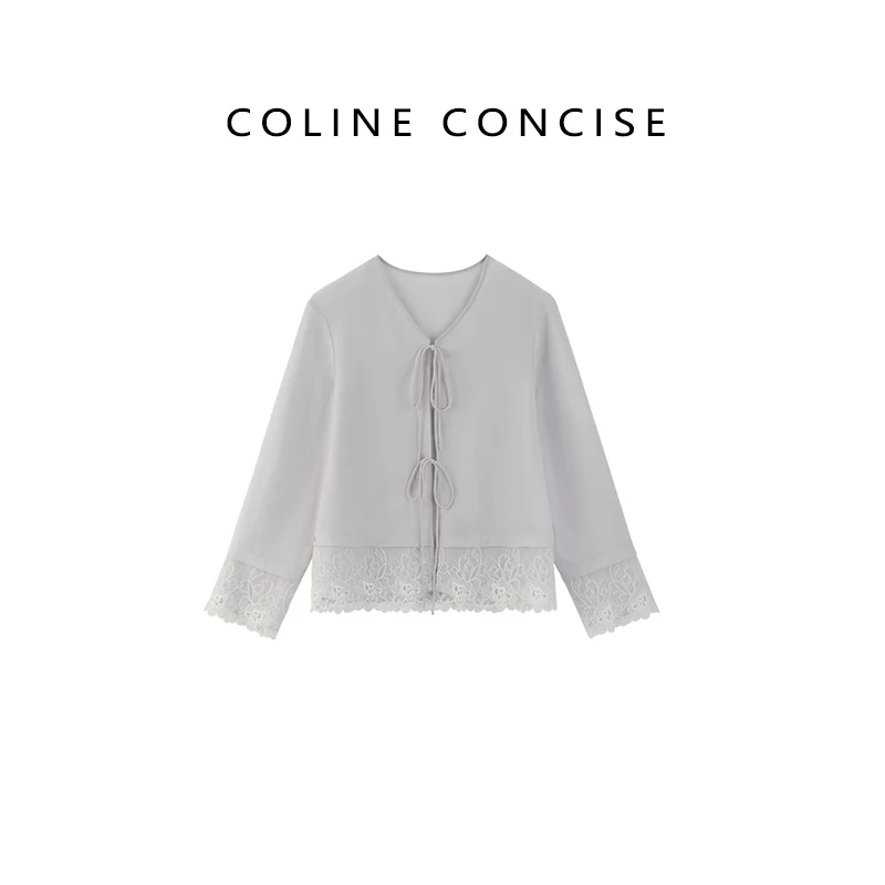 COLINE CONCISECOLINCE CONCISE 蕾丝拼接长袖衬衫别致设计感衬衣