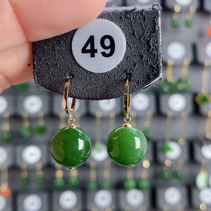 和田玉耳饰18K金镶嵌