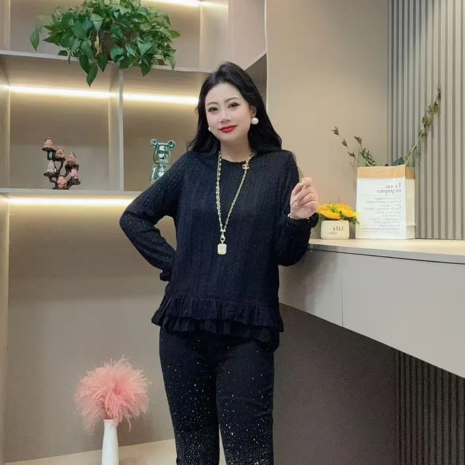 冬季小衫-甜 5260时尚轻奢风显瘦潮流百搭设计胖MM大码女装新款