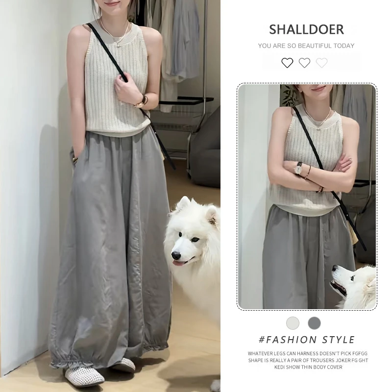 简约百搭无袖上衣休闲阔腿裤套装2025年夏季新款潮流一整套穿搭女